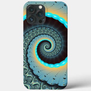 Case-Mate iPhone Case Art fractal spirale abstrait bleu turquoise orange