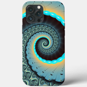 Case-Mate iPhone Case Art fractal spirale abstrait bleu turquoise orange