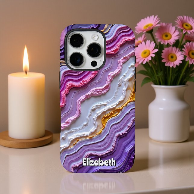 Coques Case-Mate iPhone Art géométrique dynamique dans les teintes violett (Créateur téléchargé)