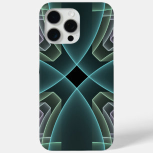 Coque Case-Mate iPhone Art graphique fractal géométrique sarcelle moderne