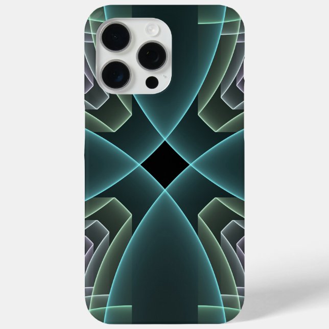 Coques Case-Mate iPhone Art graphique fractal géométrique sarcelle moderne (Verso)