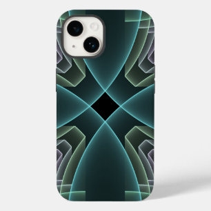 Coque Case-Mate iPhone Art graphique géométrique fractal sarcelle moderne
