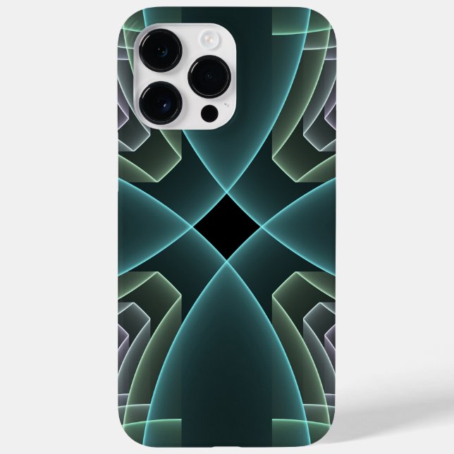 Coques Case-Mate iPhone Art graphique géométrique fractale sarcelle modern (Verso)