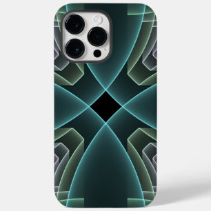 Coque Case-Mate iPhone Art graphique géométrique fractale sarcelle modern