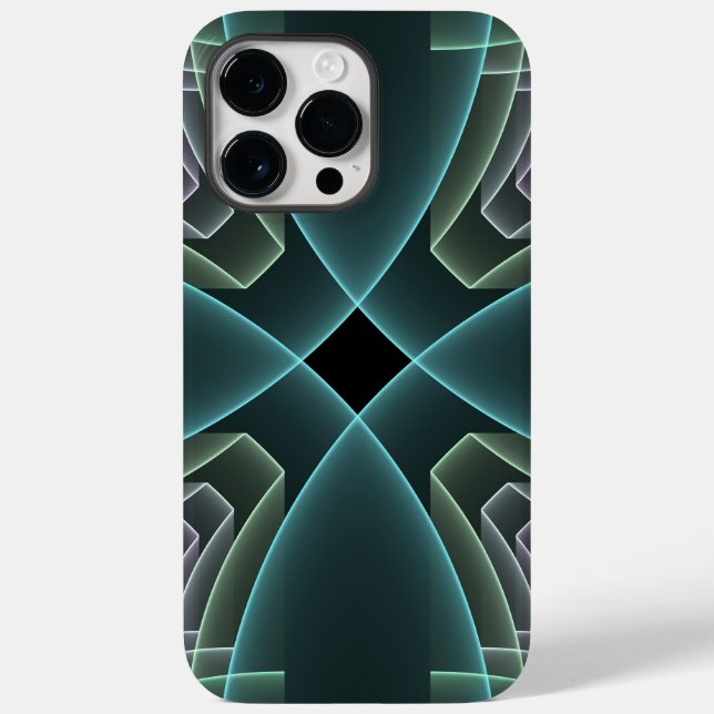 Coques Case-Mate iPhone Art graphique géométrique fractale sarcelle modern (Verso)
