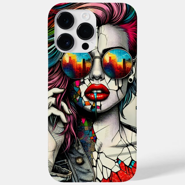 Coques Case-Mate iPhone Art Grunge | Femme Abstraite Fracturée (Verso)