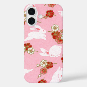 Coque Pour iPhone 16 Art japonais : Pink Sakura & Rabbits iPhone 16 Coq
