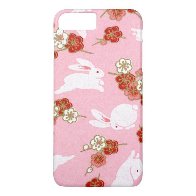 Coques Case-Mate iPhone Art japonais : Sakuras rose et lapins iPhone 7 Plu (Dos)