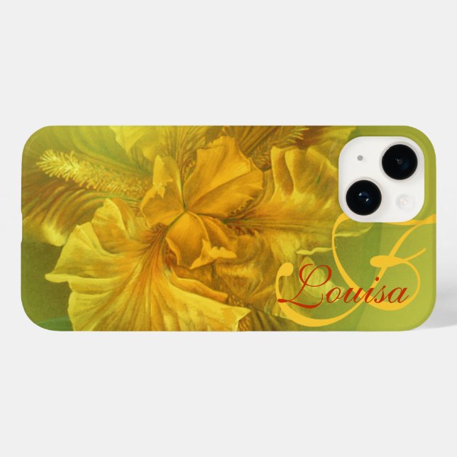 Coques Case-Mate iPhone Art jaune fleuri iris (Verso (horizontal))