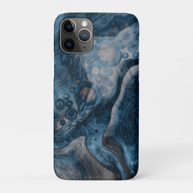 Coques Case-Mate iPhone Art moderne Abstrait bleu (Dos)