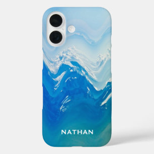 Coque Pour iPhone 16 Art moderne Abstrait Blue Ocean Personnalisé