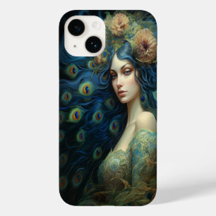 Coque Case-Mate iPhone Art moderne avec femme et plumes de paon