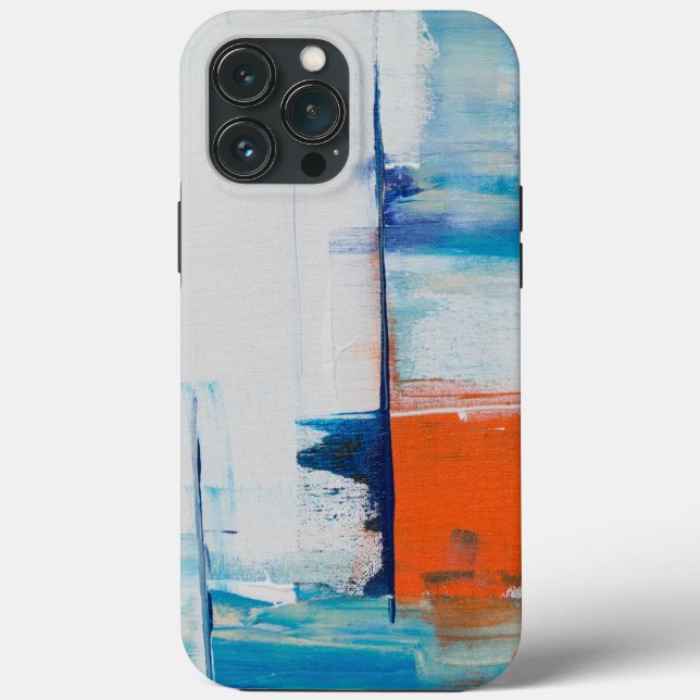 Coques Case-Mate iPhone Art Moderne Bleu et Orange Abstrait (Verso)