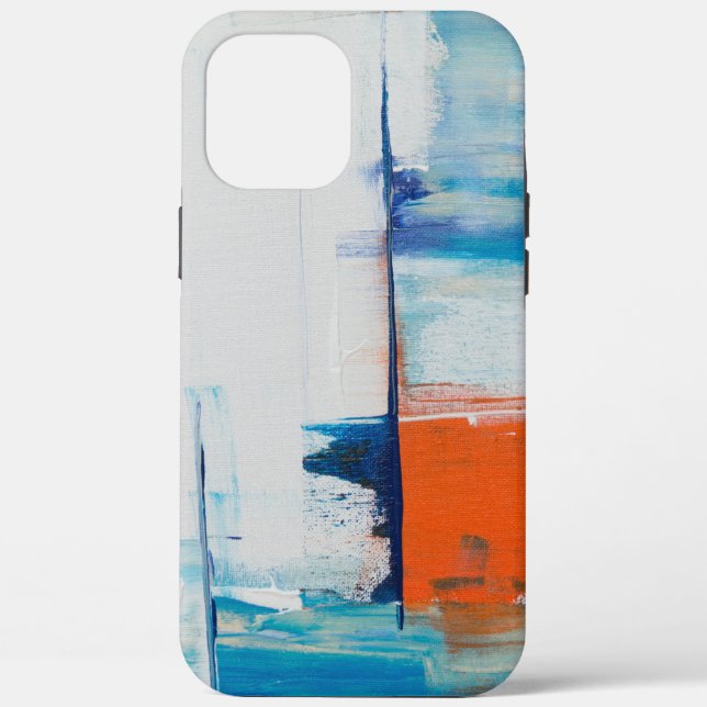 Coques Case-Mate iPhone Art Moderne Bleu et Orange Abstrait (Verso)
