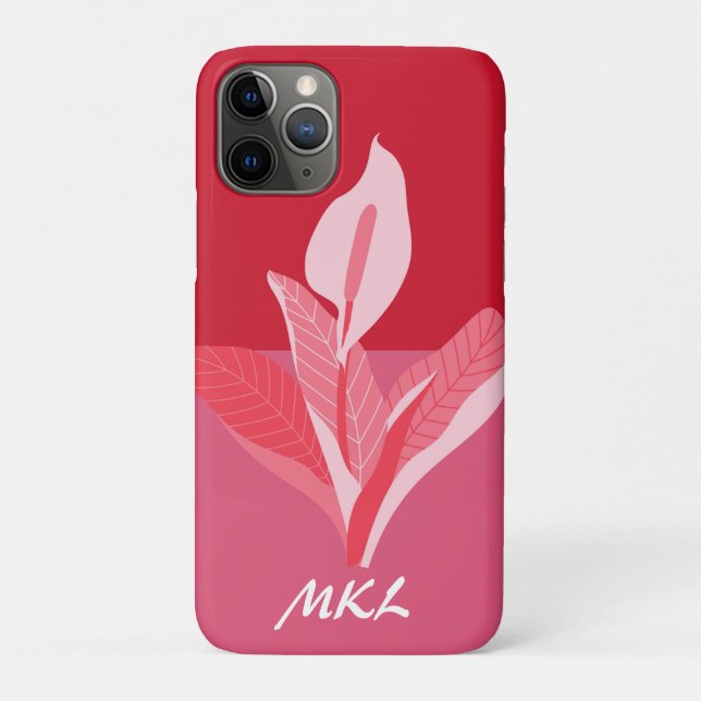 Coques Case-Mate iPhone Art Moderne Calla Lily Rouge Rose Monogramme (Dos)