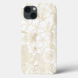 Case-Mate iPhone Case Art moderne Gold White Floral Doodles