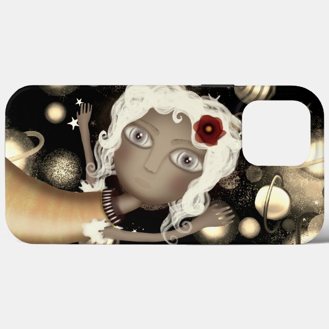 Coques Case-Mate iPhone Art moderne poil blanc planètes d'espace étoiles (Verso (horizontal))