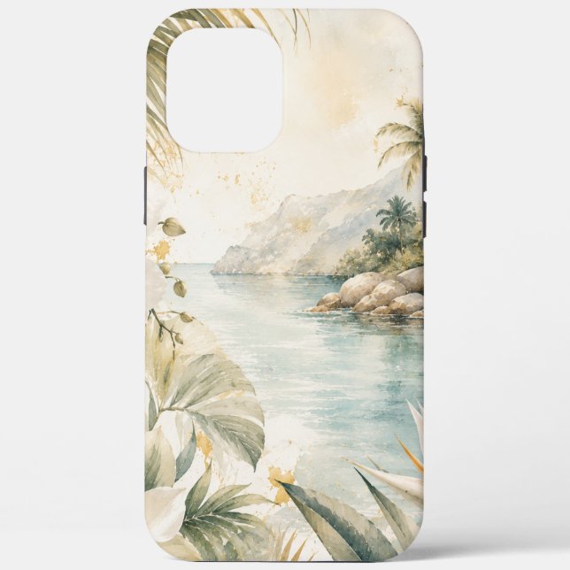Coques Case-Mate iPhone Art mural aquarelle tropical luxueux côtier | (Verso)