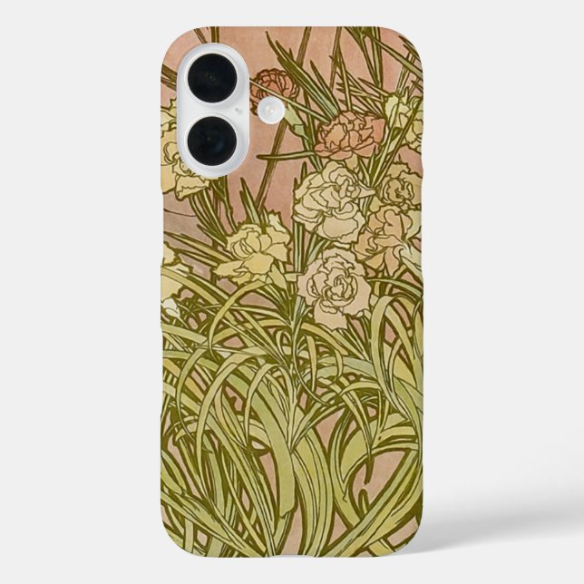 Coques Case-Mate iPhone Art Nouveau Alphonse Mucha Fleurs de carnation flo (Verso)