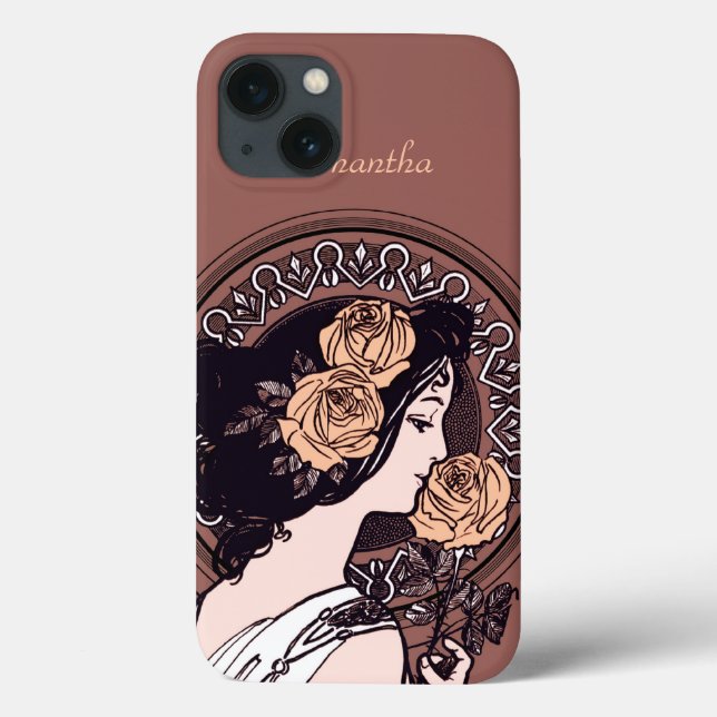 Coques Case-Mate iPhone Art nouveau brun orange (Verso)