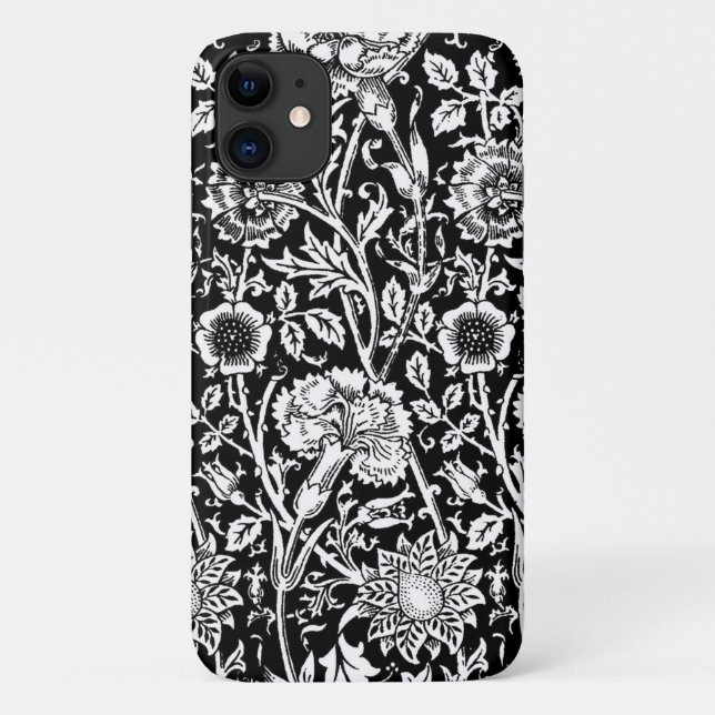 Coques Case-Mate iPhone Art nouveau Carnation Damask, noir et blanc (Dos)