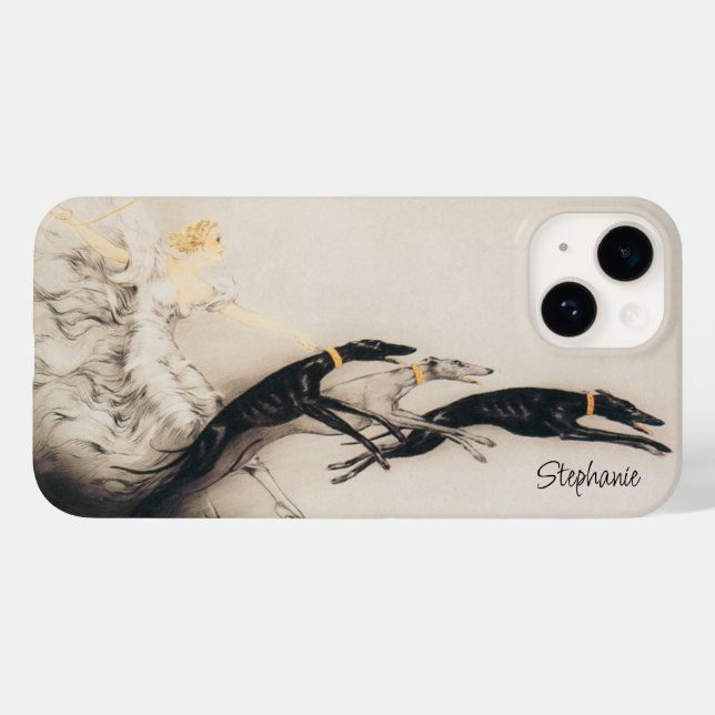 Coques Case-Mate iPhone Art Nouveau Femme Greyhounds Louis Icart (Verso (horizontal))