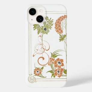 Coque Case-Mate iPhone Art nouveau Mucha floral abstrait art pêches vert