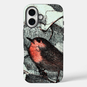 Coque Pour iPhone 16 Art nouveau néerlandais Robin Bird en hiver