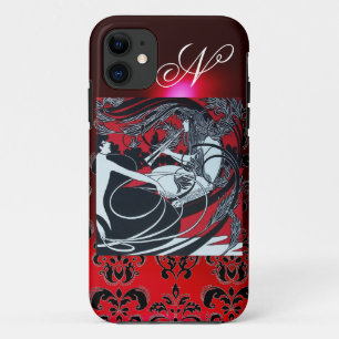 COQUE iPhone 11  ART NOUVEAU PAN, ROUGE BLACÉ BLANC DOMMASQUE MONOG