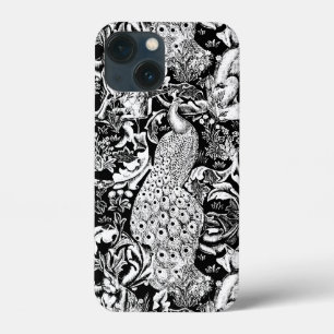 Coques Pour iPhone Art Nouveau Peacock Print, noir et blanc