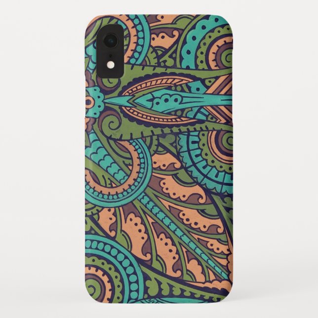 Coques Case-Mate iPhone Art nouveau Pêche abstraite turquoise christopher  (Dos)