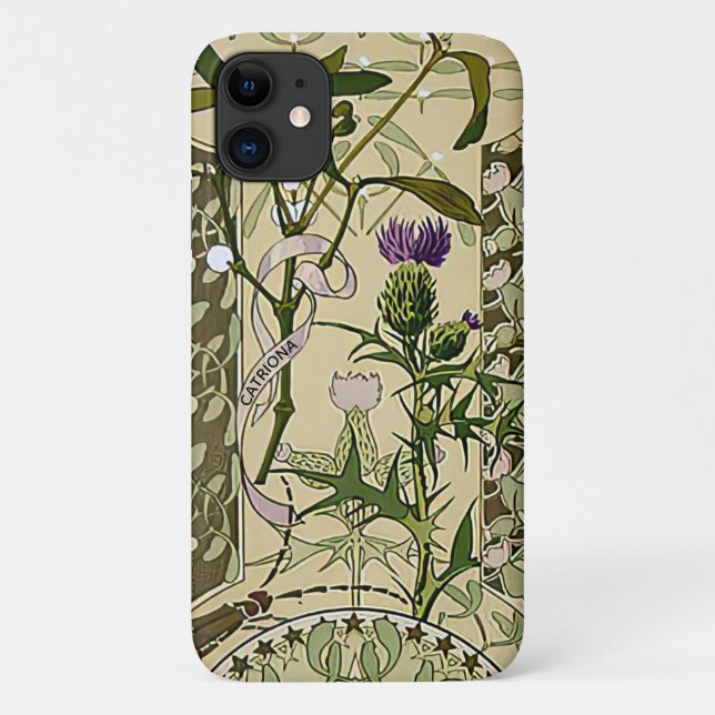 Coques Case-Mate iPhone Art Nouveau Scottish Thistle Floral Flowers  (Dos)