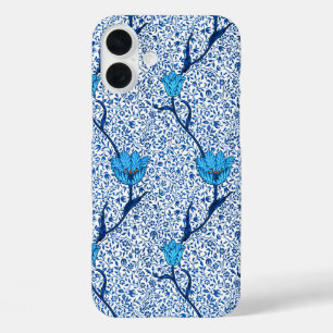 Coque Pour iPhone 16 Plus Art Nouveau Tulip Damask, Cobalt Blue