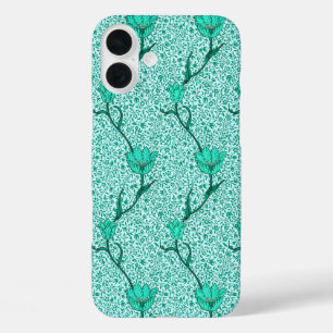 Coque Pour iPhone 16 Plus Art Nouveau Tulip Damask, Turquoise