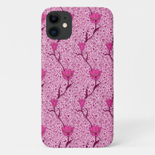Coque Case-Mate iPhone Art Nouveau Tulipe Damas, Vin et Fuchsia Rose