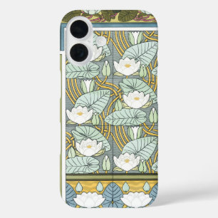 Coque Pour iPhone 16 Art Nouveau vintage, fleurs de jardin de nénuphars
