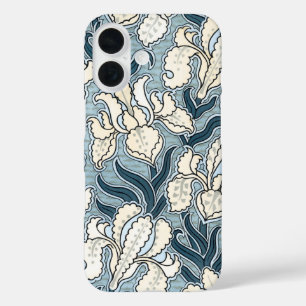 Coques iPhone 16 Art Nouveau vintage, Jardin Bleu Fleurs Iris