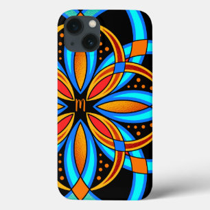 Coque Case-Mate iPhone art numérique bleu orange mandala monogrammed