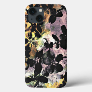 Etui iPhone 13 Art numérique fleuri motif à fleurs rose jaune
