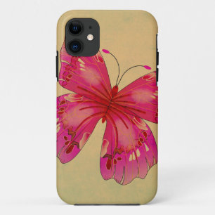 Coque iPhone 11 Art papillon vintage rose