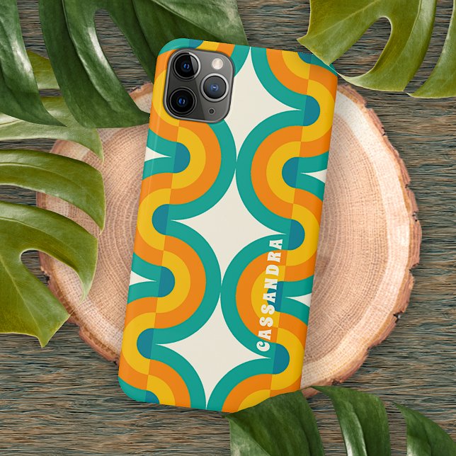 Coques Case-Mate iPhone Art personnalisé bleu sarcelle vert orange milieu  (Créateur téléchargé)