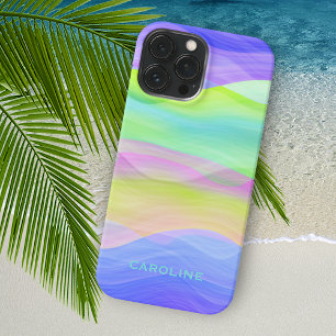 Coque Case-Mate iPhone Art personnalisé bleu vert violet Vagues