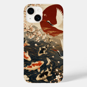 Coque Case-Mate iPhone Art personnalisé élégant de carpes koï et grues ja
