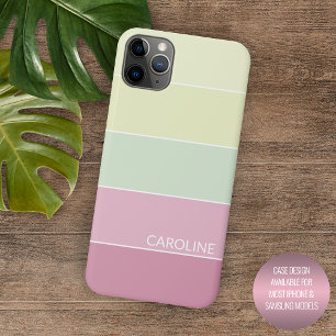 Case-Mate iPhone Case Art personnalisé rose clair vert citron rayé