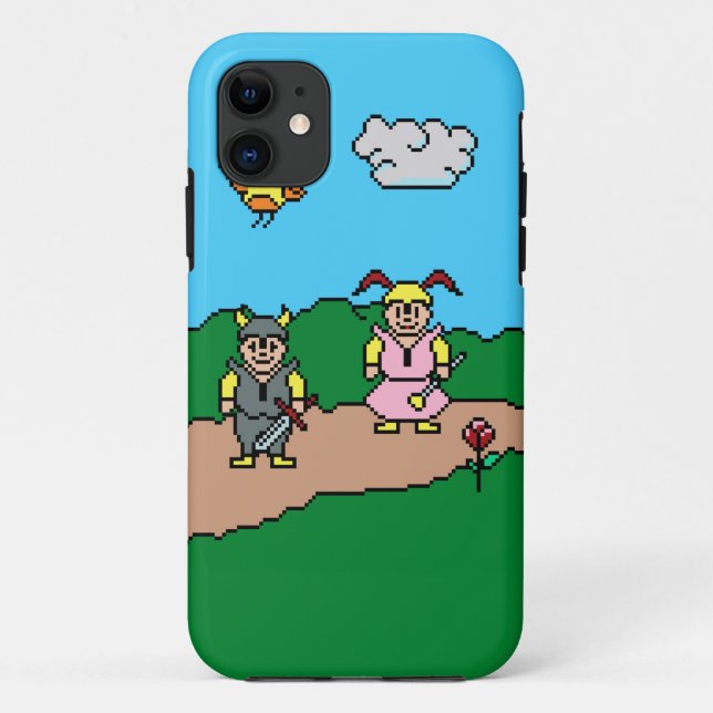 Coques Case-Mate iPhone Art Pixel, 8 Bits, Amis Garçon et Fille (Dos)
