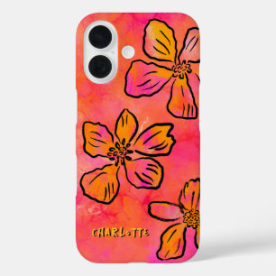Coque Pour iPhone 16 Art Pop Floral Rose Personnalisé