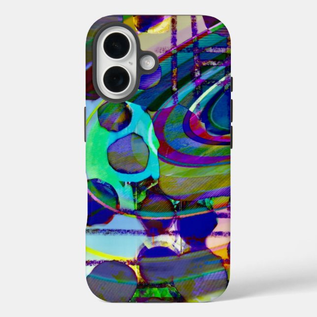 Coques Case-Mate iPhone Art pop géométrique moderne bleu noir (Verso)