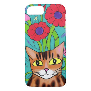 Case-Mate iPhone Case Art populaire Chat et Fleurs Whimsical