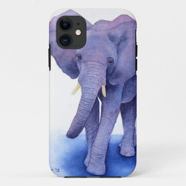 Coques Case-Mate iPhone art pourpre d'aquarelle d'éléphant sur les (Dos)
