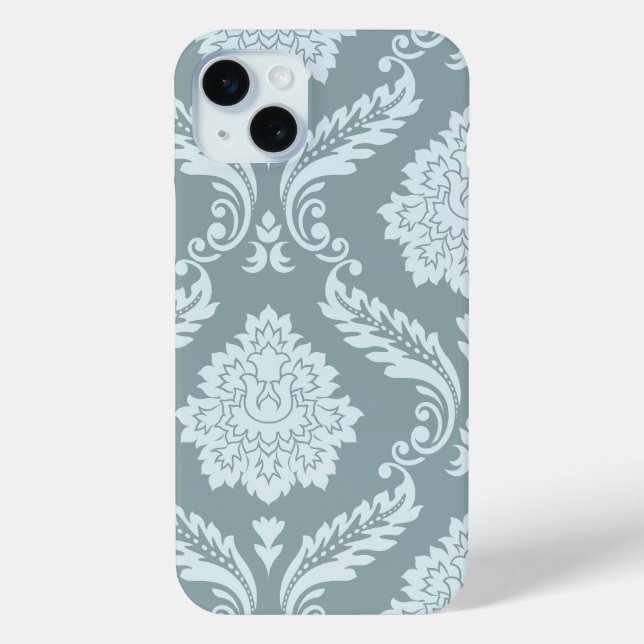 Coques Case-Mate iPhone Art Rococo Damassé I Bleu Canard Œuf+Turquoise (Verso)